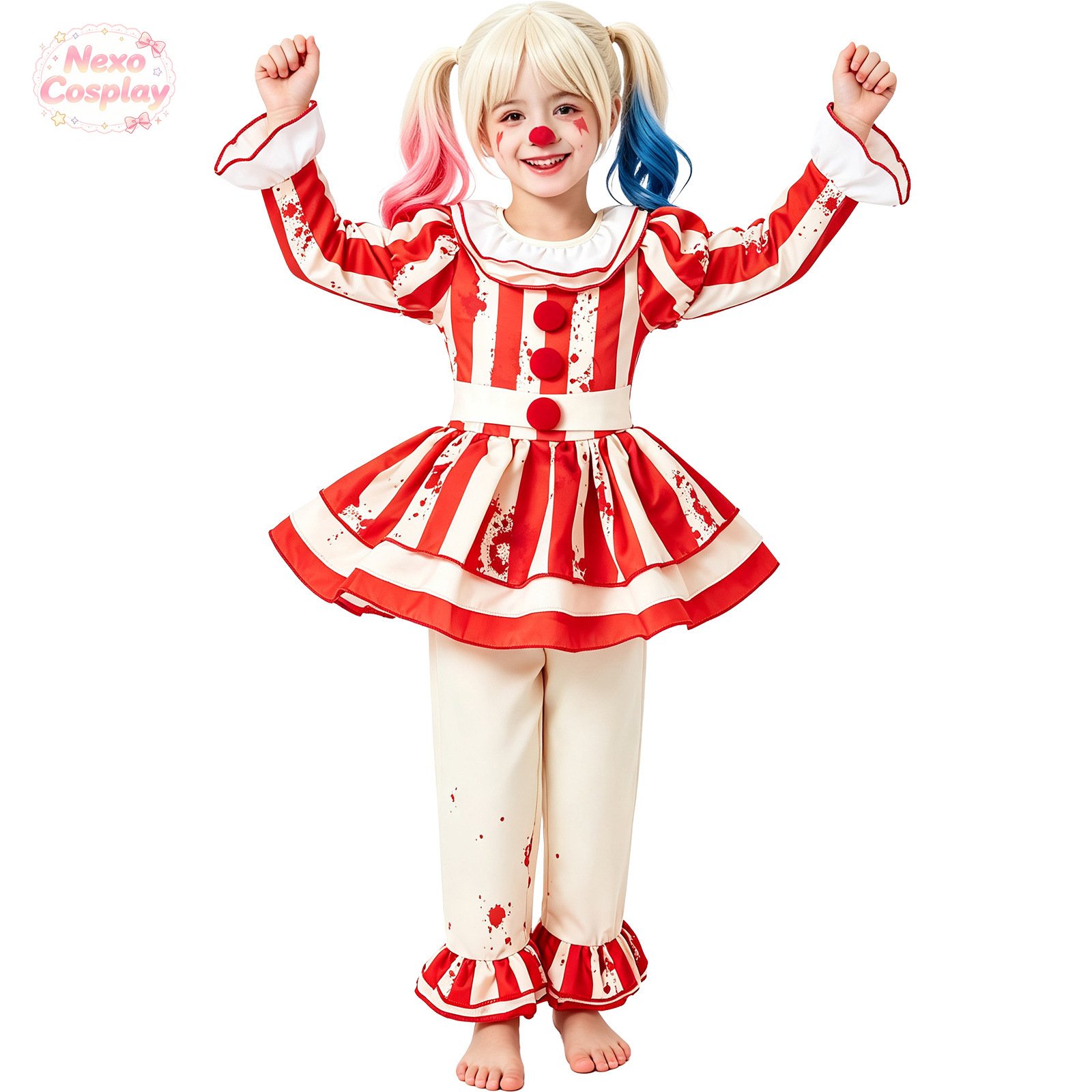 Kids Red White Striped Horror  - огляд і ціна Kids Cosplay Anime