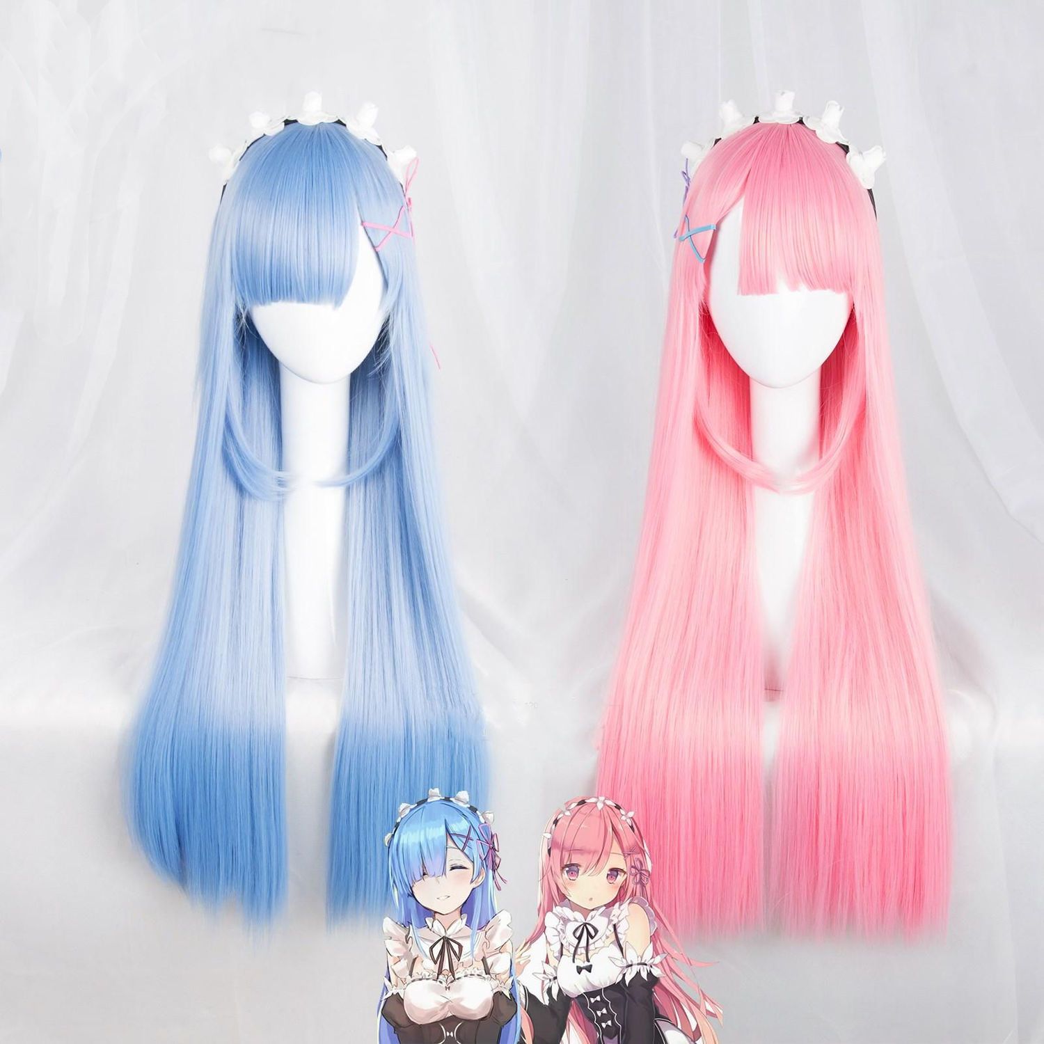 Re Zero Ram & Rem Cosplay Wig  - огляд і ціна Re Zero Rem Wig